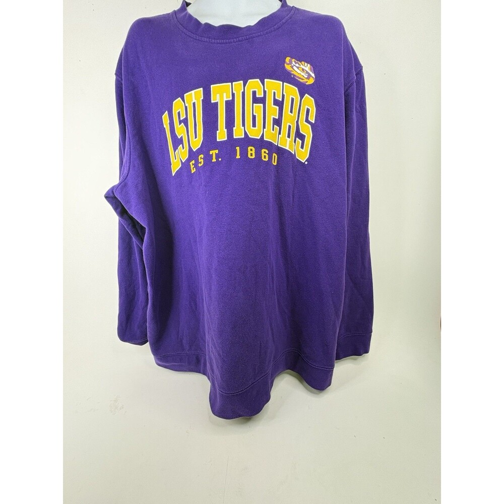LSU Tigers Captivating Sweatshirt Mens 3XL Purple Pullover Crewneck